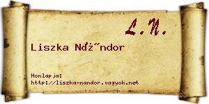 Liszka Nándor névjegykártya